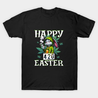 Happy 420 Easter Funny Stoner Bunny Weed Design T-Shirt
